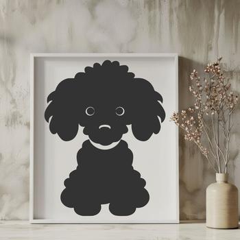 A high-quality vector illustration of a sitting poodle in full body pose.