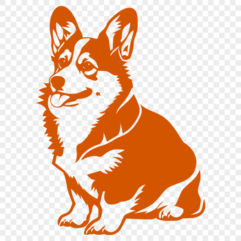 A full-body illustration of a sitting Welsh Corgi, suitable for vector graphics and cutting machine designs.