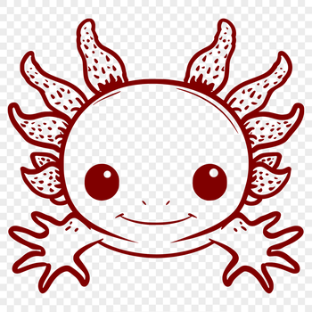A stylized illustration of a Mexican axolotl's head from the side view.