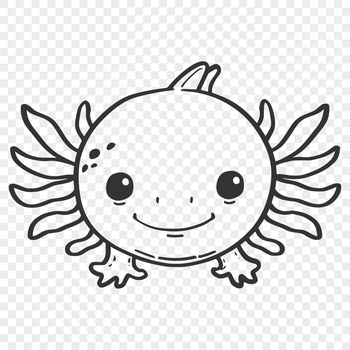 An illustrated axolotl with a simple line drawing style, suitable for commercial or personal use.