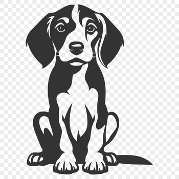 An SVG vector graphic of a Beagle in a seated position.