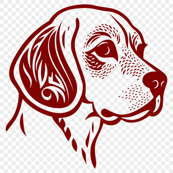 A detailed illustration of a Beagle's head, created as a vector design with clean lines and precise features.