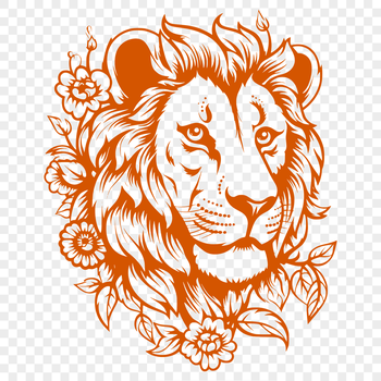 A regal lion's head with intricate details, suitable for vector designs and cutting machine projects.