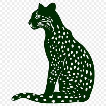 Close-up illustration of a big cat's head with ears up