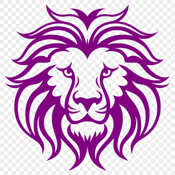 A detailed illustration of a lion's head, suitable for use in graphic design and crafting projects.