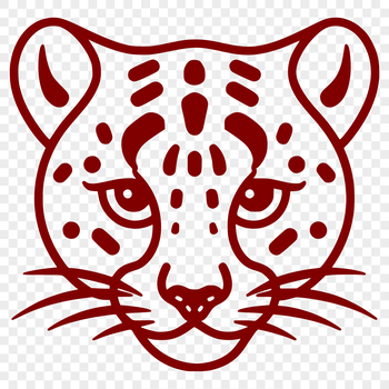 A simple line drawing of a big cat's head.