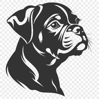 A high-quality digital illustration of a male Boxer dog with distinctive markings and expression.