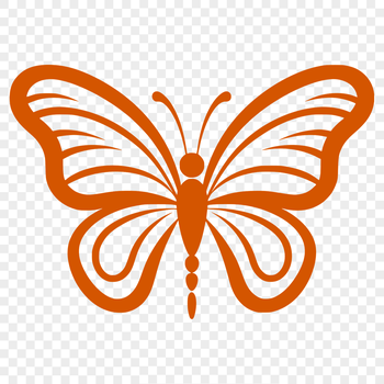 A simple line-drawn illustration of a cute butterfly in full body pose.
