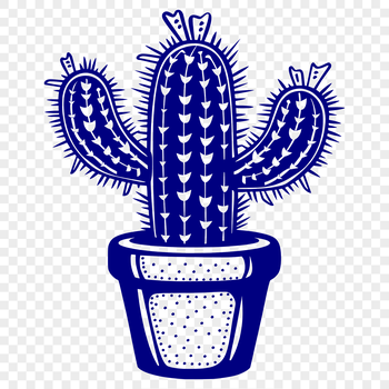 A simple outline design of a cactus suitable for digital cutouts or laser engraving.