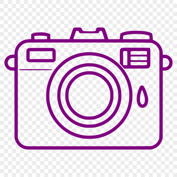 A simple line drawing of a camera, suitable for vector art and design projects.