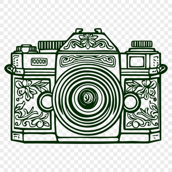 A sleek camera design with intricate details, ideal for vector art and cutting machine projects.