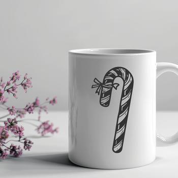 A striped red and white candy cane design in a vector format.