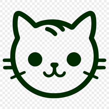 A simple line drawing of a cute cat's head in vector format.