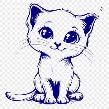 A sitting kitten in full-body profile, suitable for use as clip art or vector design.