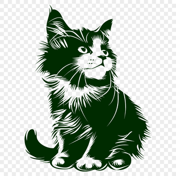 A small domestic cat sitting upright on its haunches, depicted in simple vector lines.