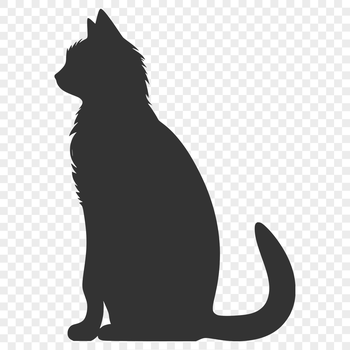 A silhouetted cat sitting in profile, depicted as a vector graphic.