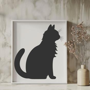 A high-quality illustration of a sitting cat in full-body view.