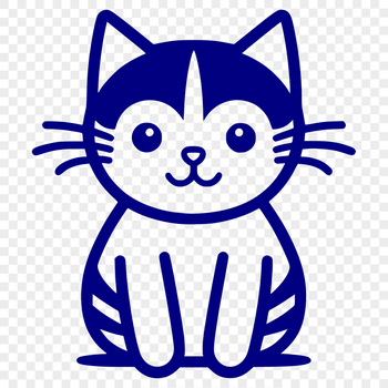 A full-body illustration of a sitting animal, specifically a cat with minimal details.
