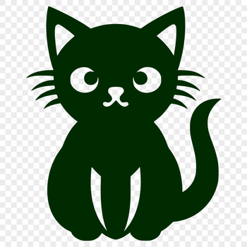 Cute animal illustration featuring a cat in a single graphic shape.