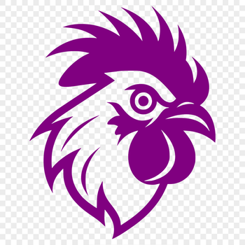 A detailed illustration of a chicken's head with realistic features.