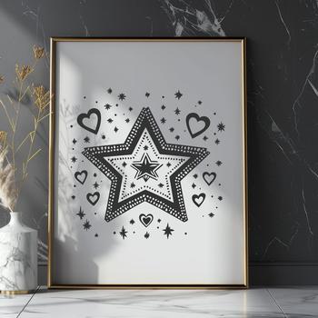 Simple vector star illustration with love hearts, perfect for Christmas decorations.