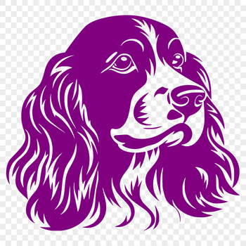 A portrait illustration of a Cocker Spaniel breed dog's head with detailed features.