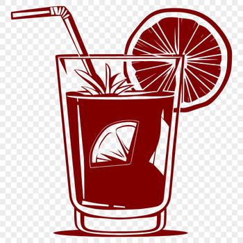 A graphical representation of a cocktail in a glass, suitable for digital designs and cut-out projects.