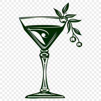 A stylized illustration of a cocktail in a glass, suitable for digital cutting machines like Cricut or laser cutters.