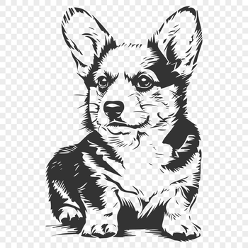 A full-body illustration of a seated Corgi dog breed.