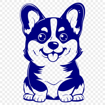 An SVG vector graphic of a dog breed often kept as pets, depicted in a seated position.