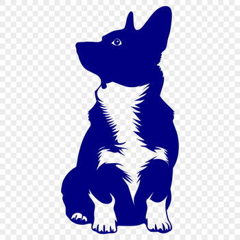 Illustration of a corgi sitting on its hind legs, a popular breed of dog.