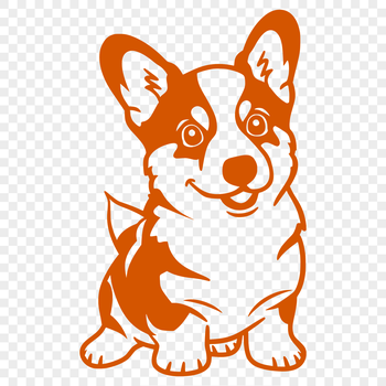 A full-body illustration of a seated corgi dog breed in vector format.