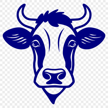 A detailed illustration of a cow's head with intricate features.
