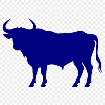 A high-resolution illustration of a full-body cow in silhouette form.