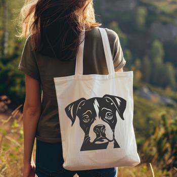 A high-quality illustration of a male Boxer dog with a short coat and distinctive markings.
