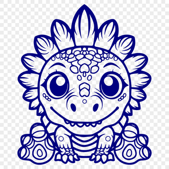 A prehistoric baby dinosaur with soft features, depicted in a simplified vector style.