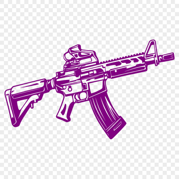 Illustrative representation of a modern assault-style rifle with intricate details.
