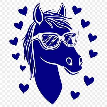 A simple vector illustration of a horse featuring love hearts, suitable for various designs.