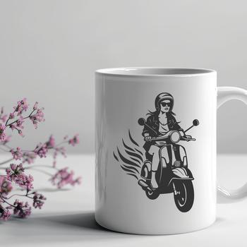 A detailed illustration of a motorcycle with sleek lines and classic design.