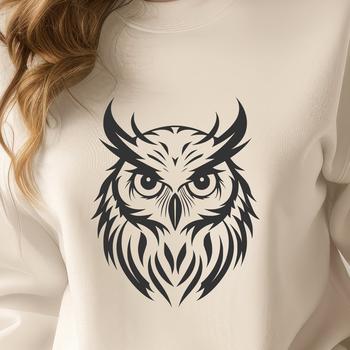 Realistic image of a bird's head, featuring a detailed owl's face.