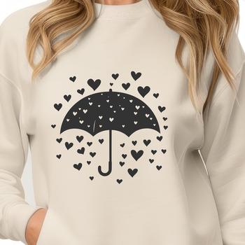 Rainy day umbrella design with heart motifs, ideal for crafting and DIY projects.