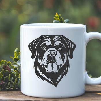 Vector graphic representation of a Rottweiler dog breed, ideal for digital crafting projects.