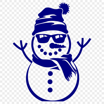 A digital illustration of a snowman in a winter scene.