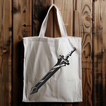 A vector graphic representation of a sword featuring sharp edges and metallic details.