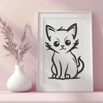 Unique Sitting Cat Digital Art