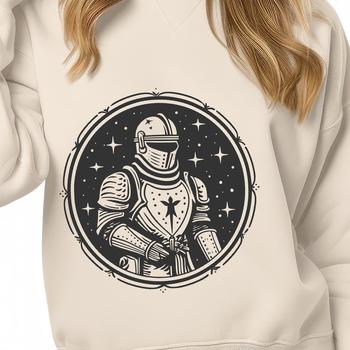 A medieval-inspired knight figure in vector art form, suitable for cutting and crafting with tools like Cricut.