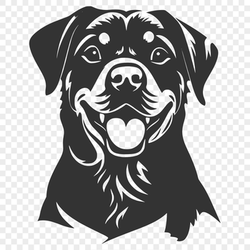 A close-up view of a Rottweiler's head with a detailed design suitable for various digital applications.