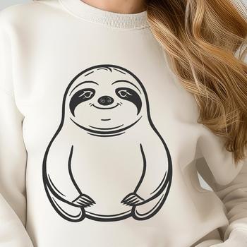 A detailed illustration of a sloth in full body pose, suitable for cutting machines like Cricut or laser cutters.