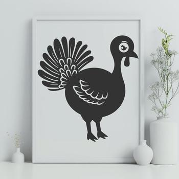 A detailed illustration of a full-body turkey, suitable for use in farm-themed designs and decorations.