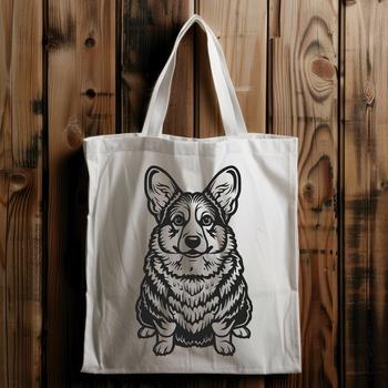 A portrait of a sitting Welsh Corgi dog breed with full body details.